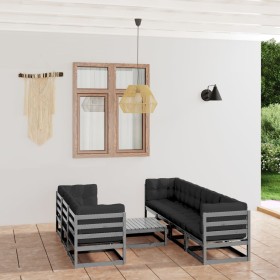 8-piece garden furniture set with solid pine wood cushions by vidaXL, Garden sets - Ref: Foro24-3076421, Price: 664,21 €, Dis...