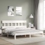 White solid wood bed frame with headboard 200x200 cm by vidaXL, Beds and slatted bases - Ref: Foro24-3193617, Price: 163,42 €...