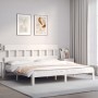 White solid wood bed frame with headboard 200x200 cm by vidaXL, Beds and slatted bases - Ref: Foro24-3193617, Price: 163,42 €...