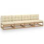 4-seater garden sofa with solid pine wood cushions by vidaXL, Outdoor sofas - Ref: Foro24-3076392, Price: 420,54 €, Discount: %