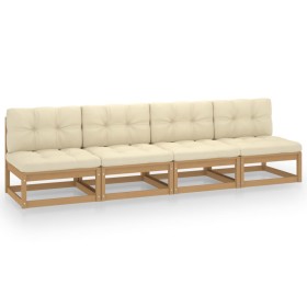 4-seater garden sofa with solid pine wood cushions by vidaXL, Outdoor sofas - Ref: Foro24-3076392, Price: 420,92 €, Discount: %