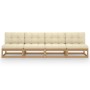 4-seater garden sofa with solid pine wood cushions by vidaXL, Outdoor sofas - Ref: Foro24-3076392, Price: 420,54 €, Discount: %