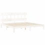 White solid wood bed frame with headboard 200x200 cm by vidaXL, Beds and slatted bases - Ref: Foro24-3193617, Price: 163,42 €...