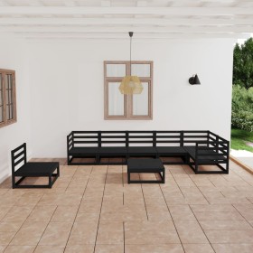 Garden furniture set 8 pieces black solid pine wood by vidaXL, Garden sets - Ref: Foro24-3075603, Price: 540,99 €, Discount: %