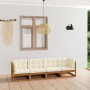 4-seater garden sofa with solid pine wood cushions by vidaXL, Outdoor sofas - Ref: Foro24-3076412, Price: 433,65 €, Discount: %