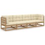 4-seater garden sofa with solid pine wood cushions by vidaXL, Outdoor sofas - Ref: Foro24-3076412, Price: 433,65 €, Discount: %