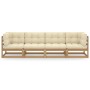 4-seater garden sofa with solid pine wood cushions by vidaXL, Outdoor sofas - Ref: Foro24-3076412, Price: 433,65 €, Discount: %