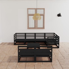 Garden furniture set 8 pieces black solid pine wood by vidaXL, Garden sets - Ref: Foro24-3075613, Price: 540,99 €, Discount: %