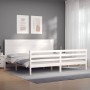 Estructura de cama con cabecero madera maciza blanco 200x200 cm de vidaXL, Camas y somieres - Ref: Foro24-3194657, Precio: 21...