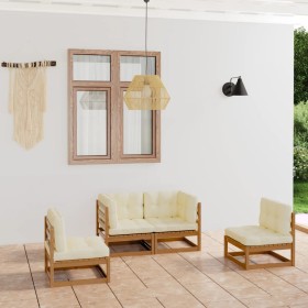 4-piece garden furniture set with solid pine wood cushions by vidaXL, Garden sets - Ref: Foro24-3076432, Price: 433,99 €, Dis...