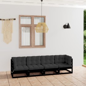 4-seater garden sofa with solid pine wood cushions by vidaXL, Outdoor sofas - Ref: Foro24-3076413, Price: 438,99 €, Discount: %