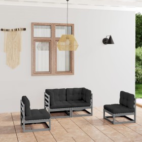 4-piece garden furniture set with solid pine wood cushions by vidaXL, Garden sets - Ref: Foro24-3076431, Price: 356,99 €, Dis...