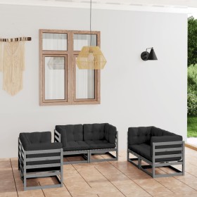 6-piece garden furniture set with solid pine wood cushions by vidaXL, Garden sets - Ref: Foro24-3076491, Price: 492,92 €, Dis...