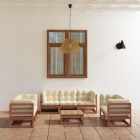 Garden furniture 8 pieces with cushions made of solid pine wood by vidaXL, Garden sets - Ref: Foro24-3076507, Price: 868,99 €...