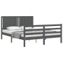 Estructura de cama con cabecero madera maciza gris 160x200 cm de vidaXL, Camas y somieres - Ref: Foro24-3194778, Precio: 180,...