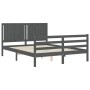 Estructura de cama con cabecero madera maciza gris 160x200 cm de vidaXL, Camas y somieres - Ref: Foro24-3194778, Precio: 180,...