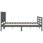 Estructura de cama con cabecero madera maciza gris 160x200 cm de vidaXL, Camas y somieres - Ref: Foro24-3194778, Precio: 180,...