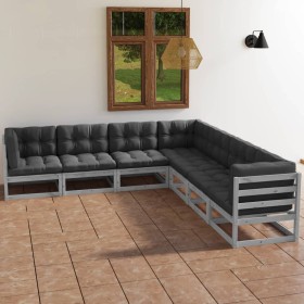 Juego de muebles de jardín 7 pzas y cojines madera maciza pino de vidaXL, Conjuntos de jardín - Ref: Foro24-3076556, Precio: ...