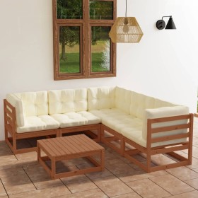 Muebles de jardín 6 piezas con cojines de madera de pino maciza de vidaXL, Conjuntos de jardín - Ref: Foro24-3076552, Precio:...