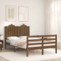 Estructura de cama matrimonio con cabecero madera marrón miel de vidaXL, Camas y somieres - Ref: Foro24-3194154, Precio: 161,...