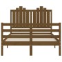 Double bed frame with honey brown wooden headboard by vidaXL, Beds and slatted bases - Ref: Foro24-3194154, Price: 161,57 €, ...