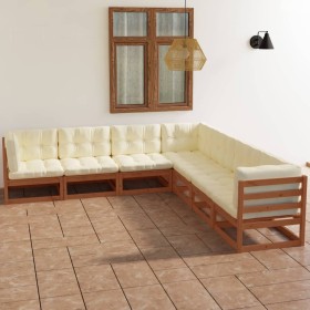 Juego de muebles de jardín 7 pzas y cojines madera pino maciza de vidaXL, Conjuntos de jardín - Ref: Foro24-3076557, Precio: ...