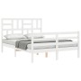 White solid wood bed frame with headboard 120x200 cm by vidaXL, Beds and slatted bases - Ref: Foro24-3194892, Price: 122,99 €...