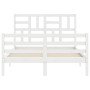 White solid wood bed frame with headboard 120x200 cm by vidaXL, Beds and slatted bases - Ref: Foro24-3194892, Price: 122,86 €...