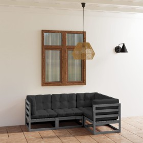 4-piece garden furniture set with solid pine wood cushions by vidaXL, Garden sets - Ref: Foro24-3076596, Price: 339,99 €, Dis...