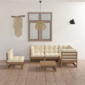 Garden furniture 6 pieces with cushions made of solid pine wood by vidaXL, Garden sets - Ref: Foro24-3076632, Price: 551,99 €...