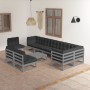 Juego de muebles de jardín 10 pzas y cojines madera maciza pino de vidaXL, Conjuntos de jardín - Ref: Foro24-3076691, Precio:...