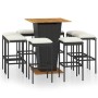 Set de muebles de bar de jardín 9 pzas y cojines ratán PE negro de vidaXL, Conjuntos de jardín - Ref: Foro24-3064854, Precio:...