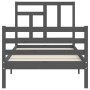 Gray solid wood bed frame with headboard 90x200 cm by vidaXL, Beds and slatted bases - Ref: Foro24-3194948, Price: 99,46 €, D...