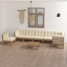 Garden furniture 8 pieces and cushions solid pine wood by vidaXL, Garden sets - Ref: Foro24-3076652, Price: 795,99 €, Discoun...