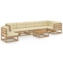 Garden furniture 8 pieces and cushions solid pine wood by vidaXL, Garden sets - Ref: Foro24-3076652, Price: 797,99 €, Discoun...