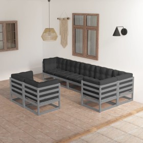 Garden furniture 8 pieces and cushions solid pine wood by vidaXL, Garden sets - Ref: Foro24-3076706, Price: 736,65 €, Discoun...