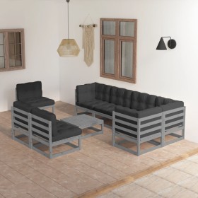 Garden furniture set 9 pieces and cushions solid pine wood by vidaXL, Garden sets - Ref: Foro24-3076681, Price: 781,04 €, Dis...