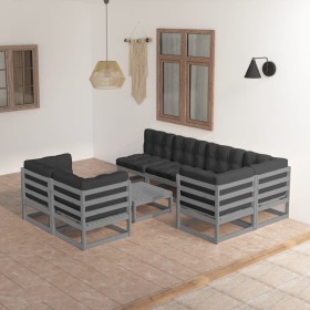 Garden furniture 8 pieces and cushions solid pine wood by vidaXL, Garden sets - Ref: Foro24-3076701, Price: 664,21 €, Discoun...