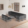 Garden furniture set 9 pieces and cushions solid pine wood by vidaXL, Garden sets - Ref: Foro24-3076671, Price: 781,04 €, Dis...