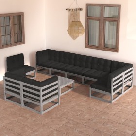 Garden furniture set 10 pieces and cushions solid pine wood by vidaXL, Garden sets - Ref: Foro24-3076731, Price: 864,86 €, Di...