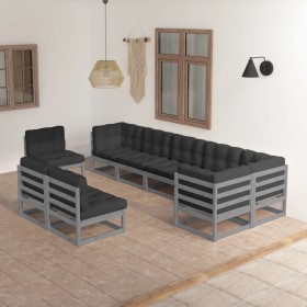 Gartenmöbel-Set 9-teilig und Kissen aus massivem Kiefernholz von vidaXL, Gartensets - Ref: Foro24-3076686, Preis: 872,83 €, R...