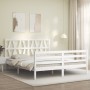 White solid wood bed frame with headboard 160x200 cm by vidaXL, Beds and slatted bases - Ref: Foro24-3194387, Price: 156,62 €...