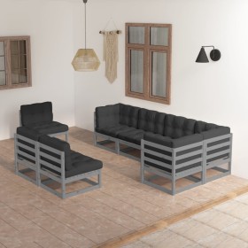 Garden furniture 8 pieces and cushions solid pine wood by vidaXL, Garden sets - Ref: Foro24-3076676, Price: 800,48 €, Discoun...