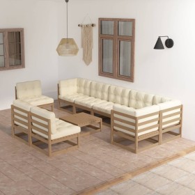 Garden furniture set 10 pieces and cushions solid pine wood by vidaXL, Garden sets - Ref: Foro24-3076692, Price: 985,99 €, Di...