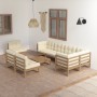 Garden furniture set 9 pieces and cushions solid pine wood by vidaXL, Garden sets - Ref: Foro24-3076682, Price: 904,81 €, Dis...