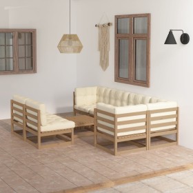 Garden furniture 8 pieces and cushions solid pine wood by vidaXL, Garden sets - Ref: Foro24-3076662, Price: 795,99 €, Discoun...