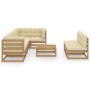 Garden furniture 8 pieces and cushions solid pine wood by vidaXL, Garden sets - Ref: Foro24-3076662, Price: 796,39 €, Discoun...