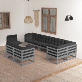 Gartenmöbel-Set 9-teilig und Kissen aus massivem Kiefernholz von vidaXL, Gartensets - Ref: Foro24-3076726, Preis: 842,16 €, R...