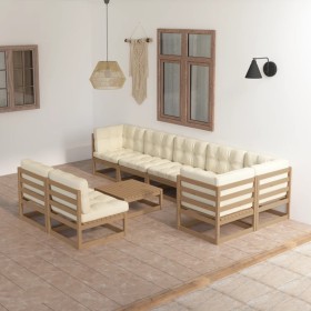 9-piece garden furniture set with solid pine wood cushions by vidaXL, Garden sets - Ref: Foro24-3076672, Price: 904,81 €, Dis...