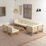 9-piece garden furniture set with solid pine wood cushions by vidaXL, Garden sets - Ref: Foro24-3076672, Price: 904,99 €, Dis...